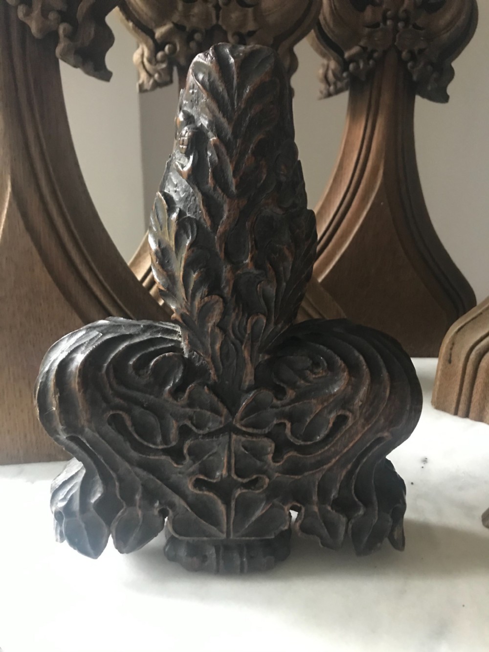 16th Century Church Carved Oak Poppy Finial