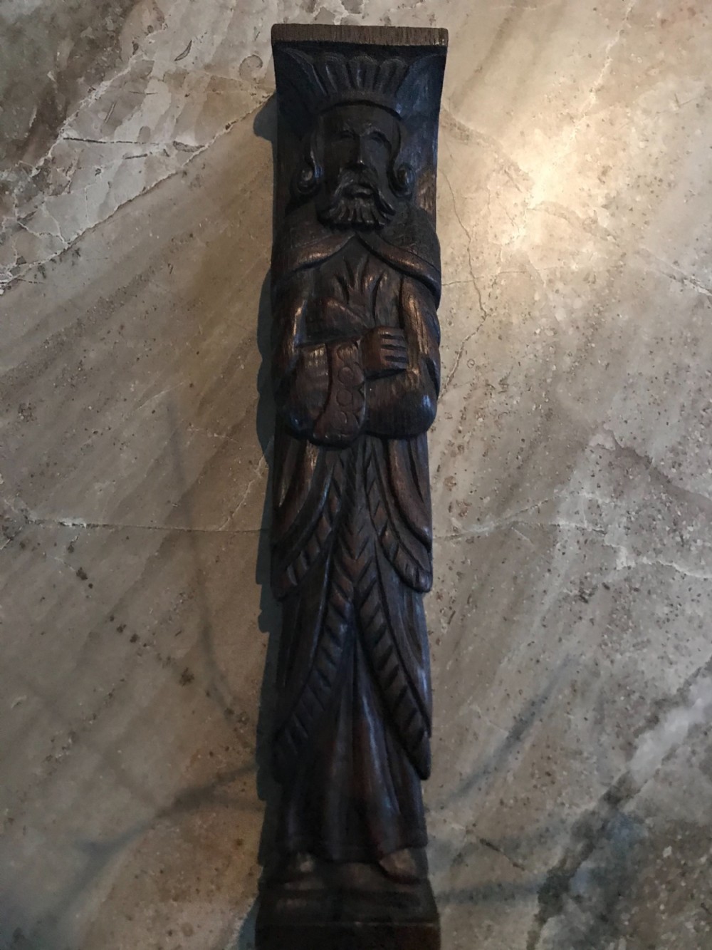 19th Century Carved Oak CARYATID Panel of a King