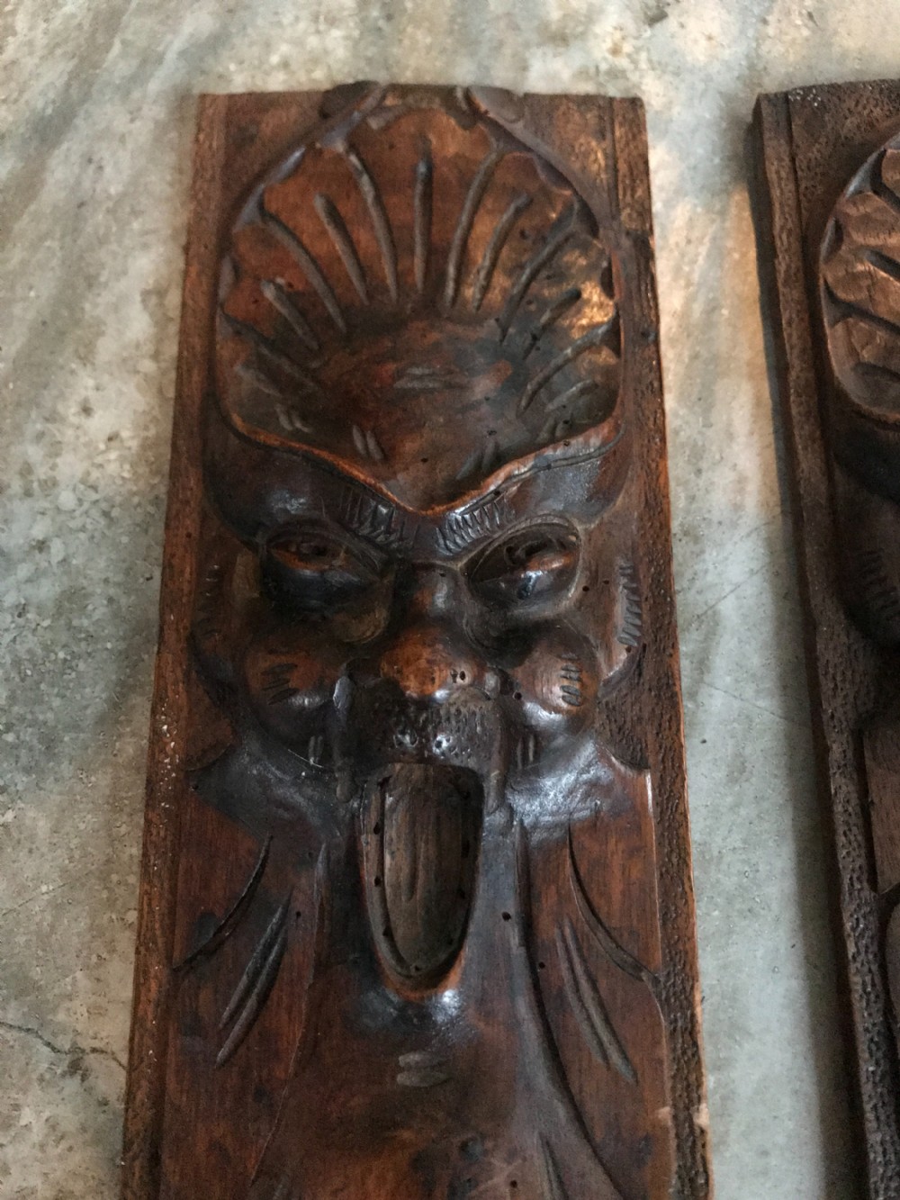 19th Century Carved Walnut Gargoyle Caryatids View II