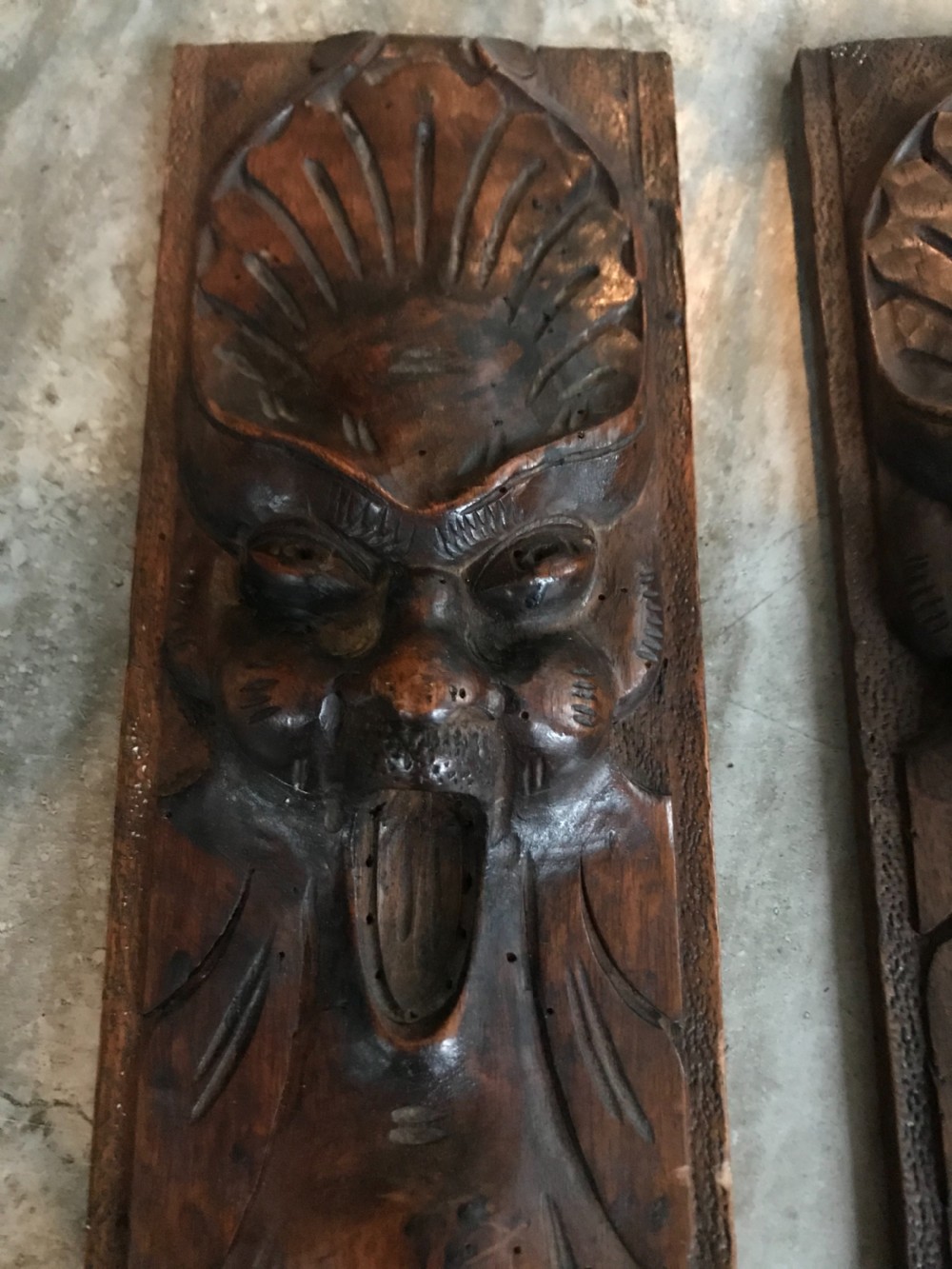 19th Century Carved Walnut Gargoyle Caryatids View III