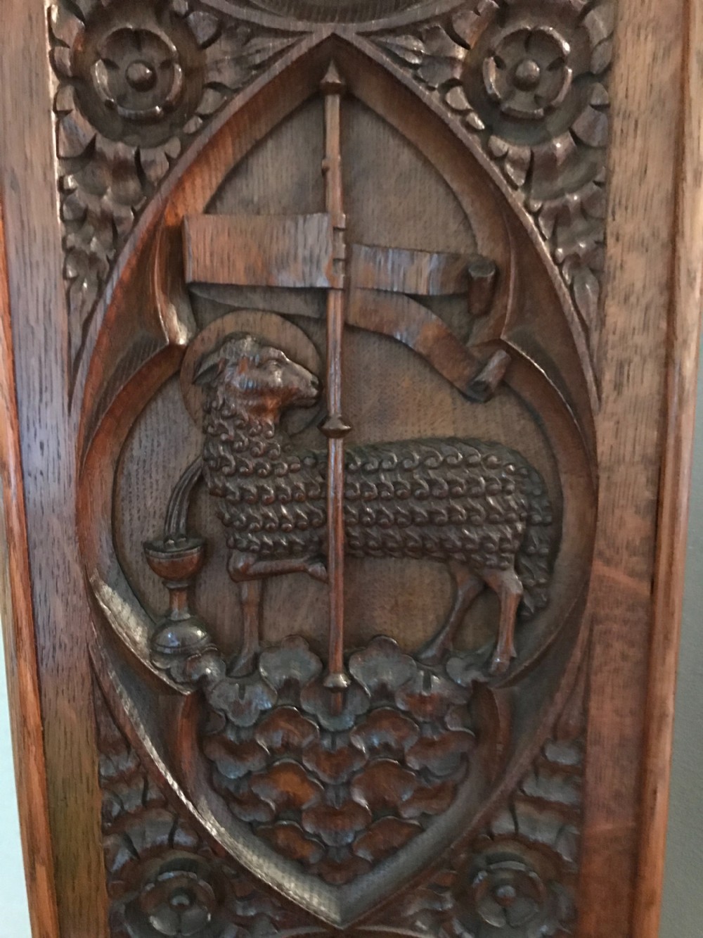 Antique Carved Ecclesiastical Gothic Panels X 2 View II