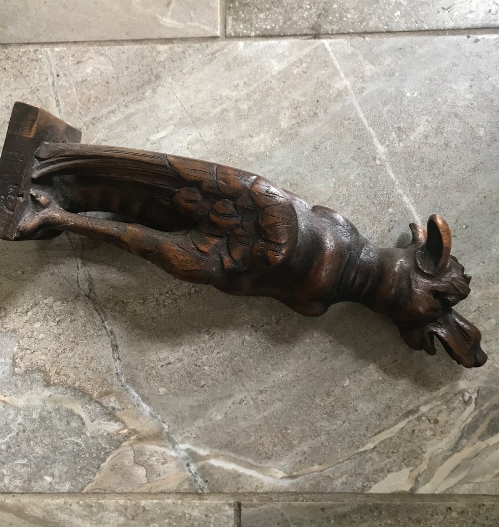 ANTIQUE 19th Century Carved Oak Gothic Gargoyle