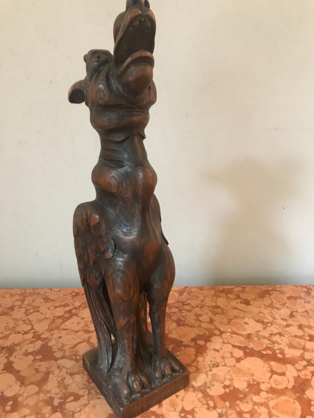 ANTIQUE 19th Century Carved Oak Gothic Gargoyle View III