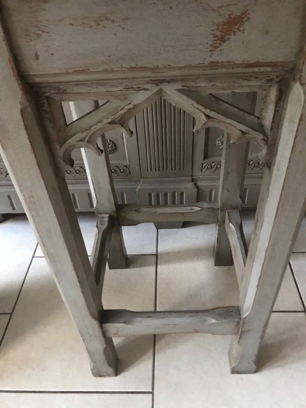 19th Century Carved Oak Painted Gothic Niche View IV