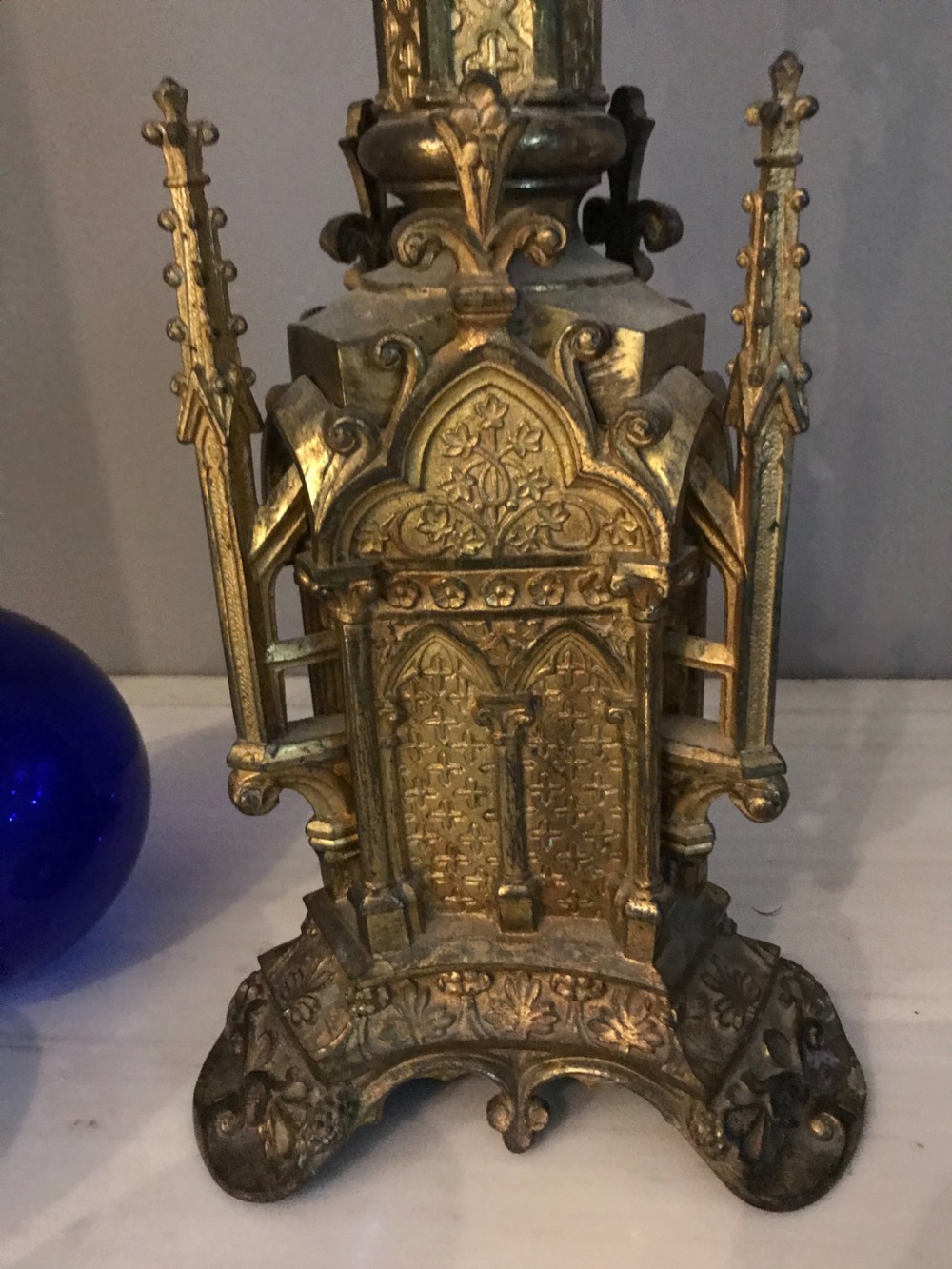 ANTIQUE Gothic Church Candelabra View II
