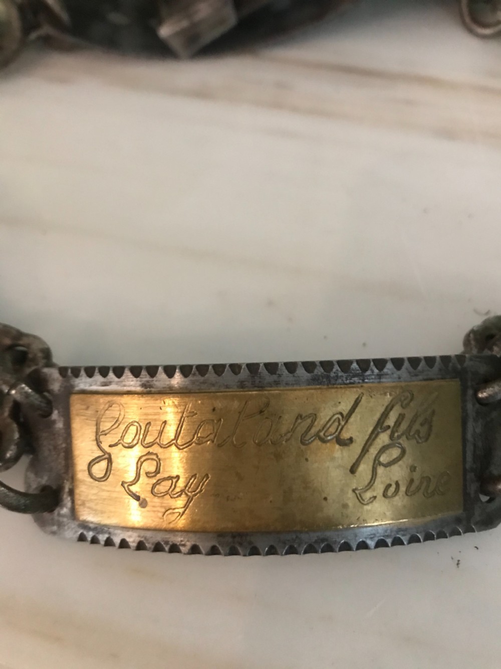 19th Century Antique Large French Nickel Plated Dog Collar  View II