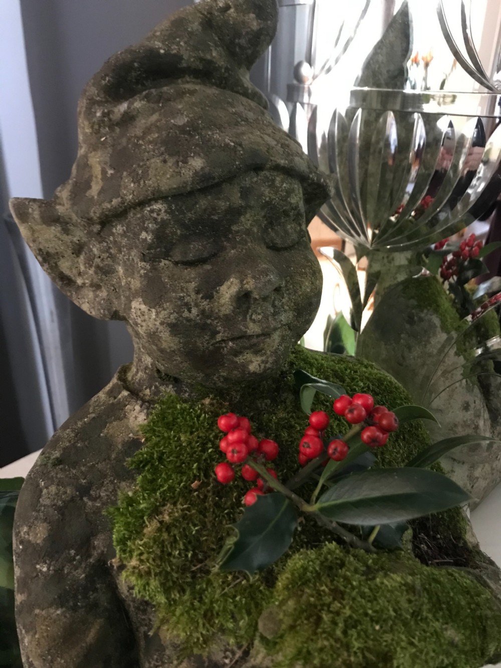 Antique Large Garden Stone Pixie View II