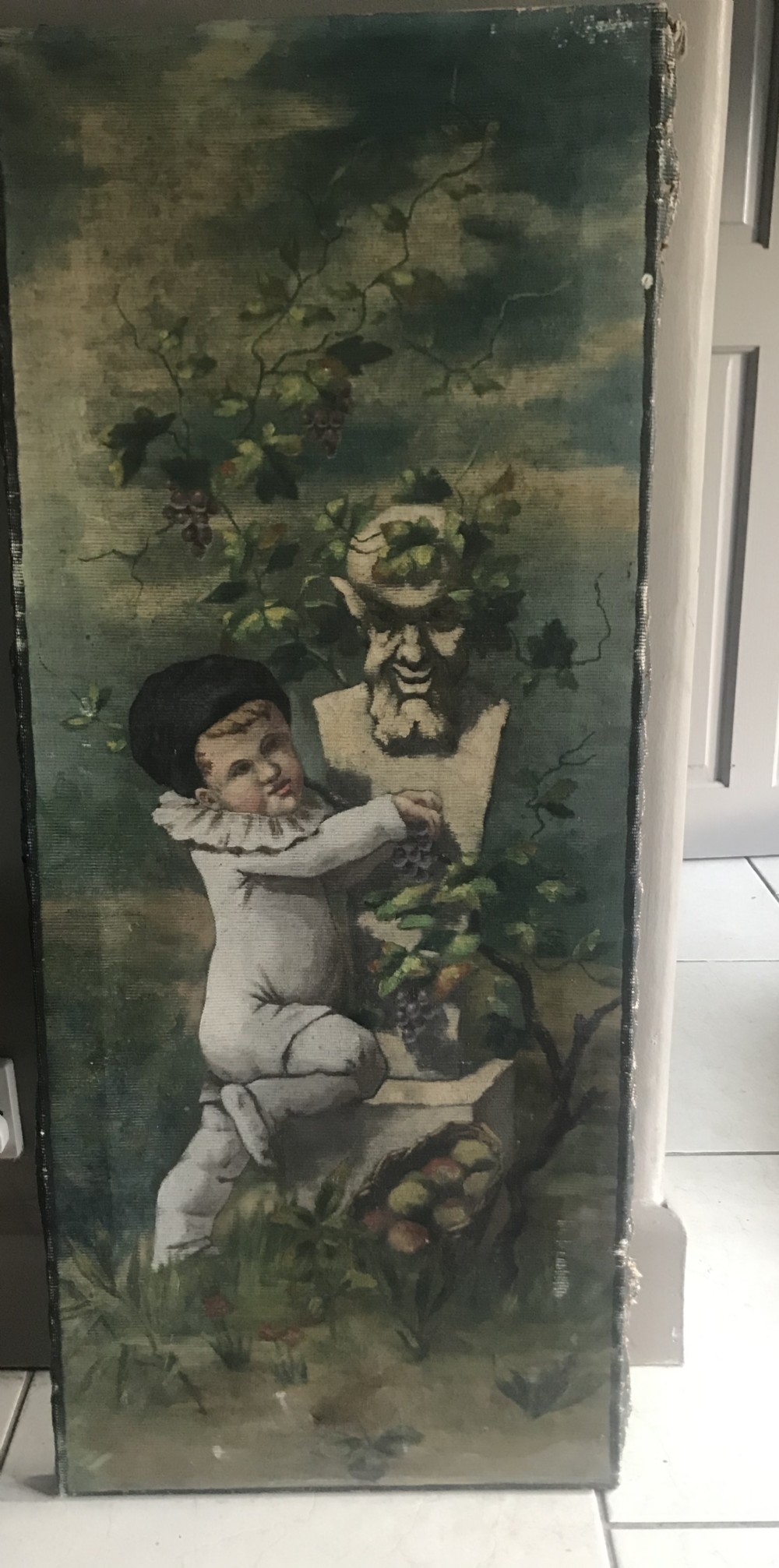 ANTIQUE French Bacchus Oil Painting 