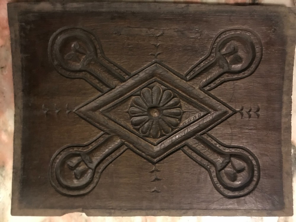 17th Century Carved Oak Skulls and Bones Panel