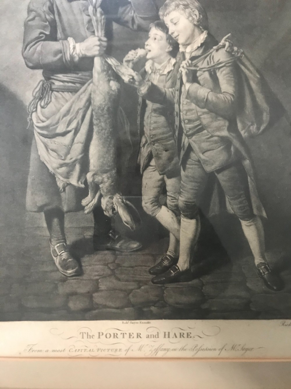 18th Century Mezzotint The Porter and The Hare Plus and The Mortalist View II