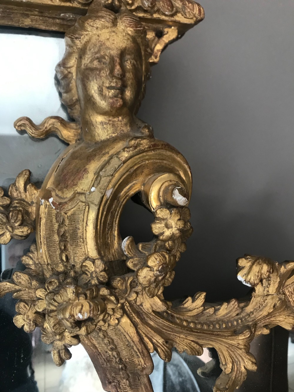 18th Century Mirror Giltwood CHIPPENDALE Style Mirror with Provenance View III