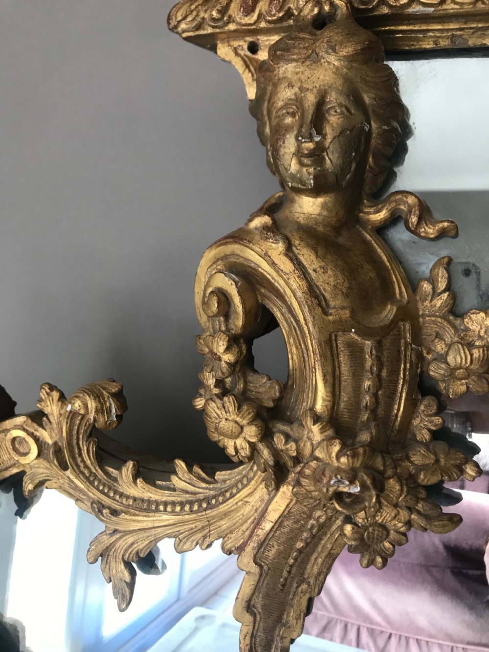 18th Century Mirror Giltwood CHIPPENDALE Style Mirror with Provenance View IV