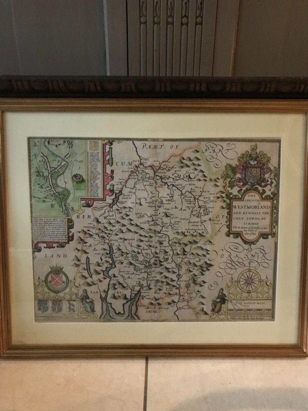 17th Century John Speed Map Westmorland and Kendale