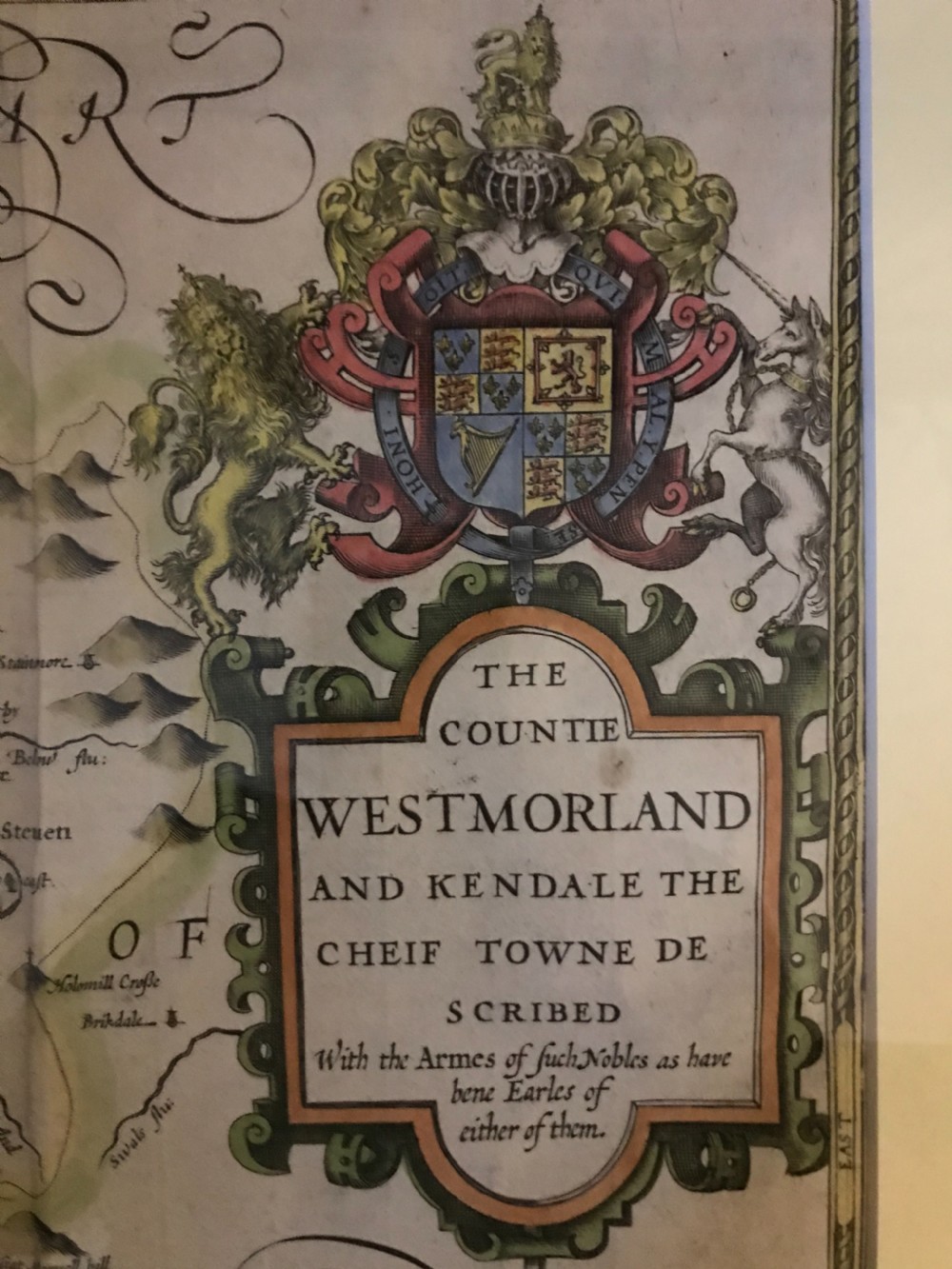17th Century John Speed Map Westmorland and Kendale View III