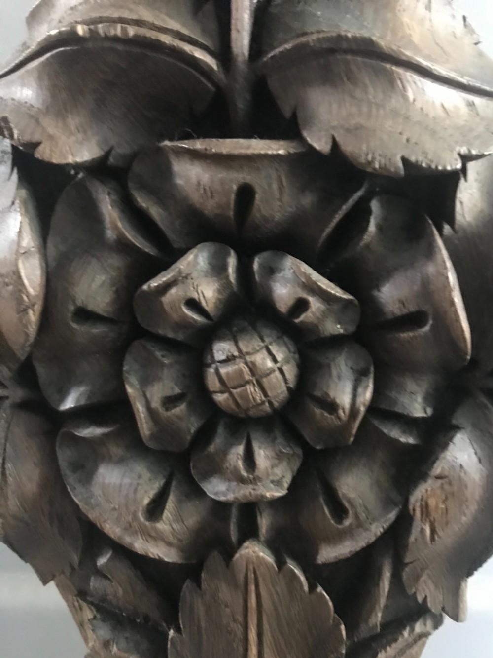 18th Century Carved Oak Tudor Rose Panel View III