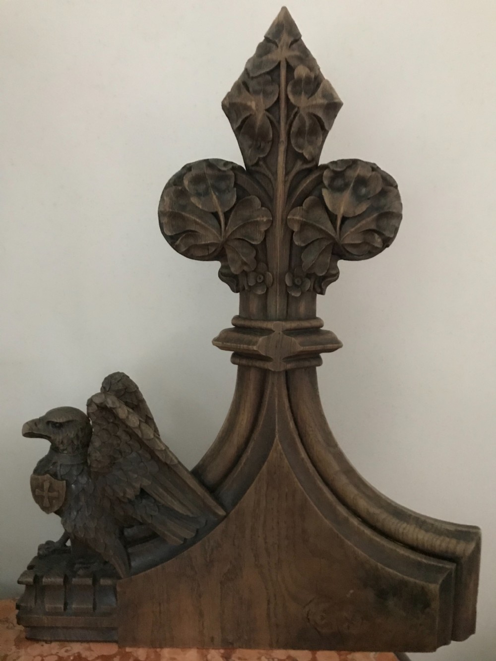 18TH CENTURY CARVED OAK GRIFFIN POPPY PANEL View II