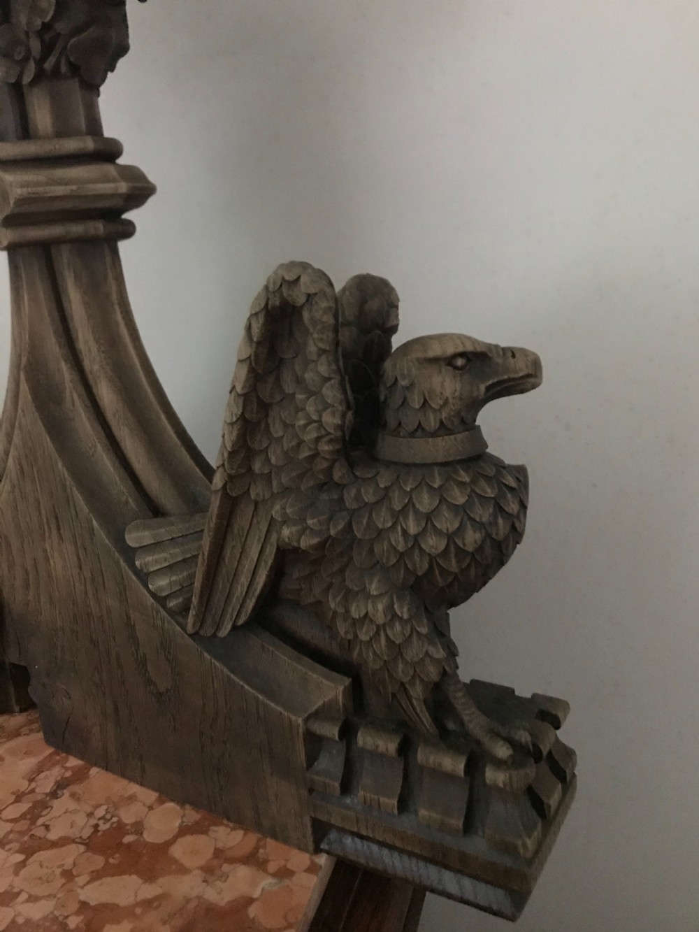 18TH CENTURY CARVED OAK GRIFFIN POPPY PANEL View IV