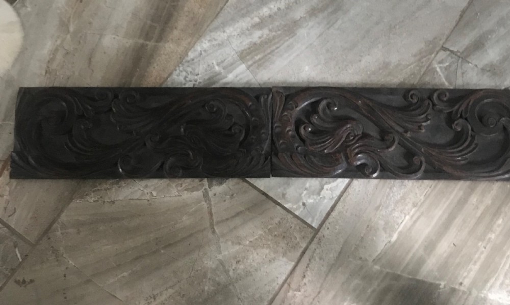 LARGE OVERMANTEL VICTORIAN CARVED OAK SERPENT PANEL