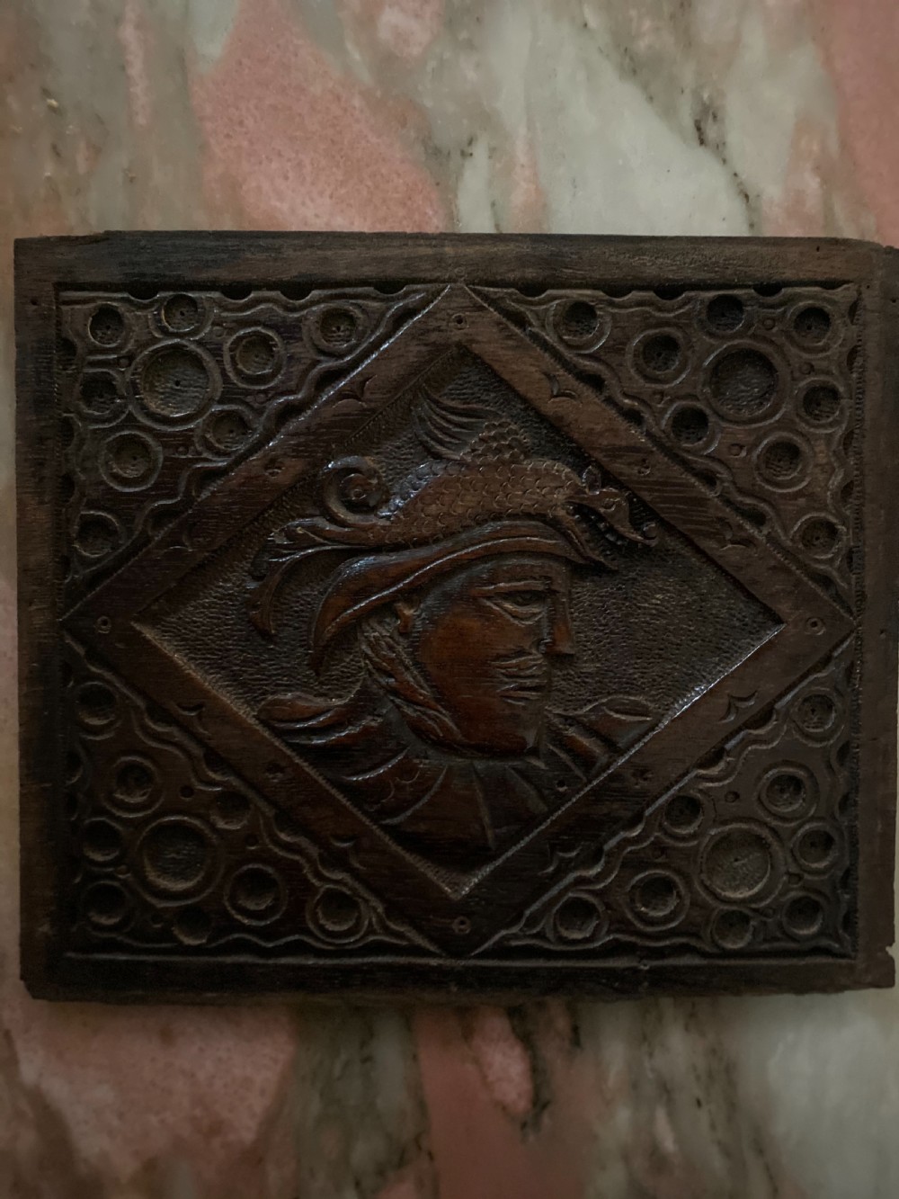 17TH CENTURY CARVED OAK Romayne DRAGON PANEL