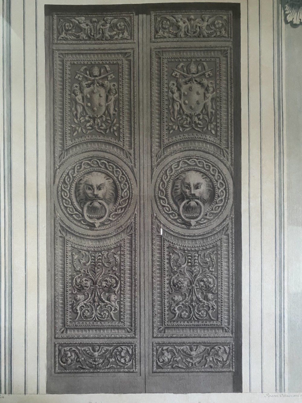 18th Century Engraving Giovanni Ottaviani VATICAN DOORWAY View III