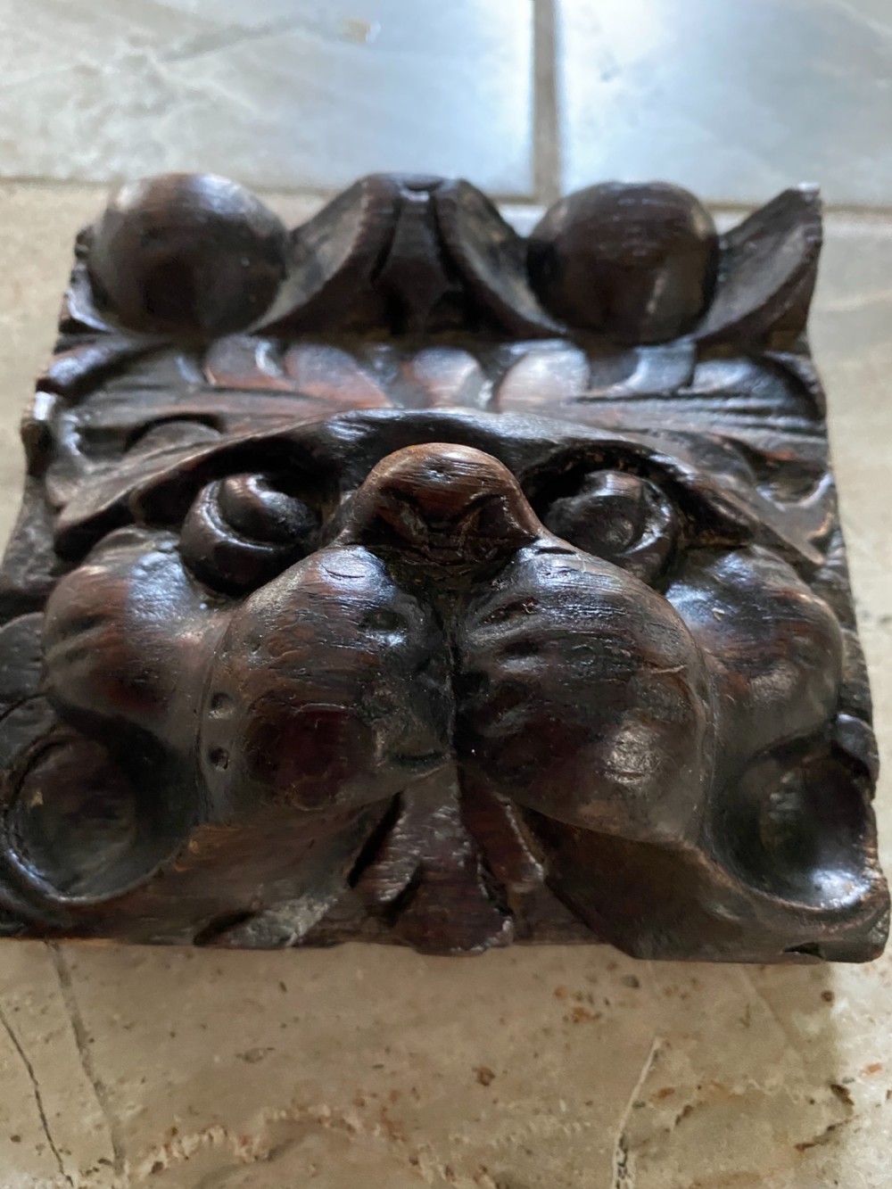 Antique Period Oak Carved Dog Head View II