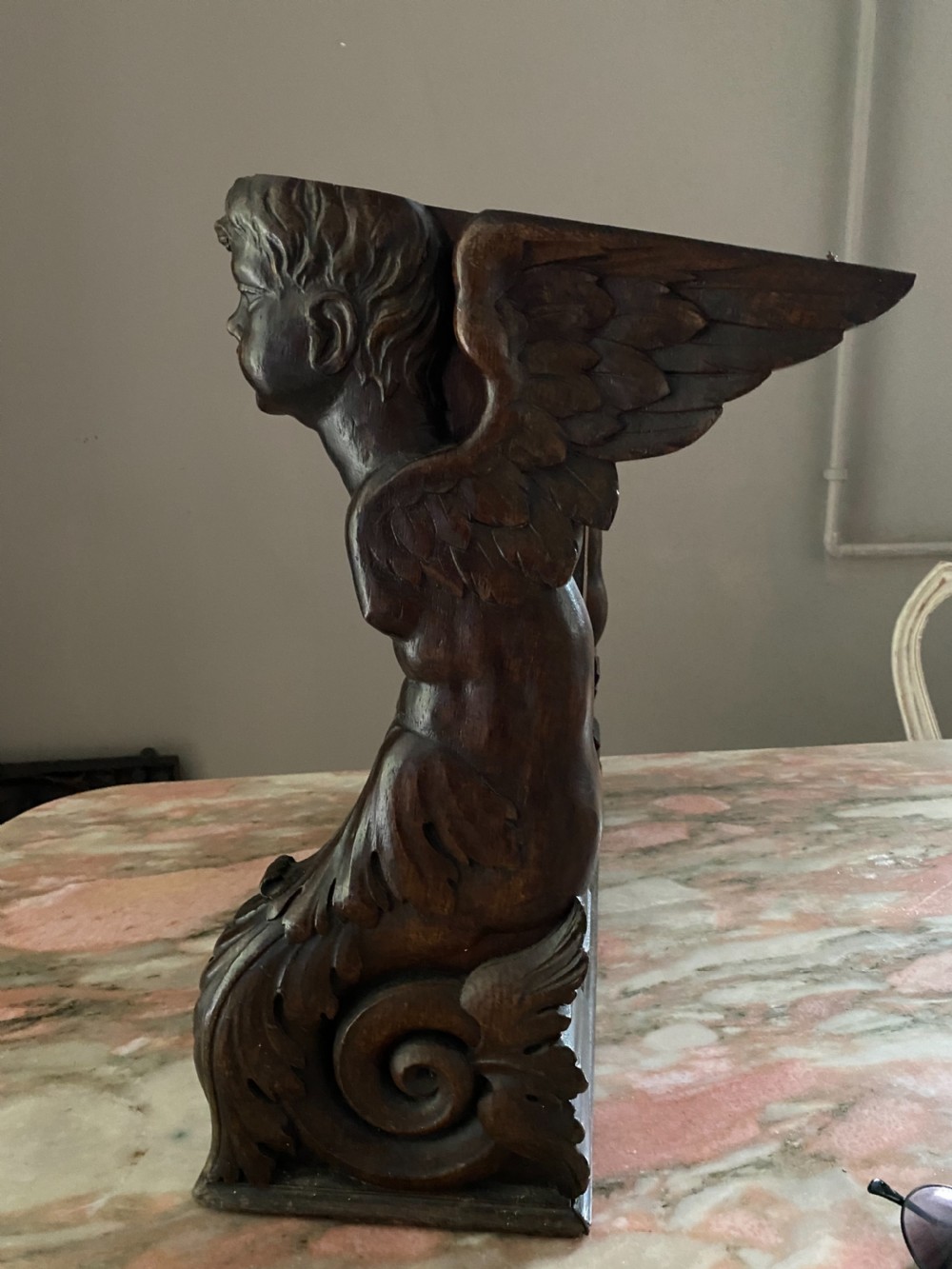 19th Century Carved Gothic Oak Lectern Winged Cherubs View IV