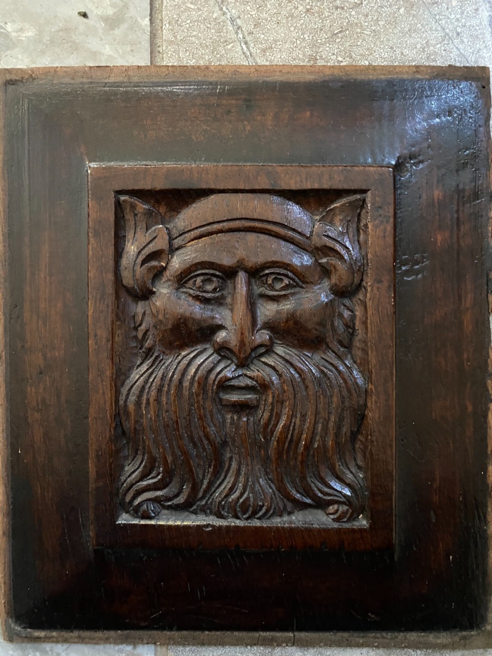 Early 19th Century Mythical Carved Oak Green Man Panel 