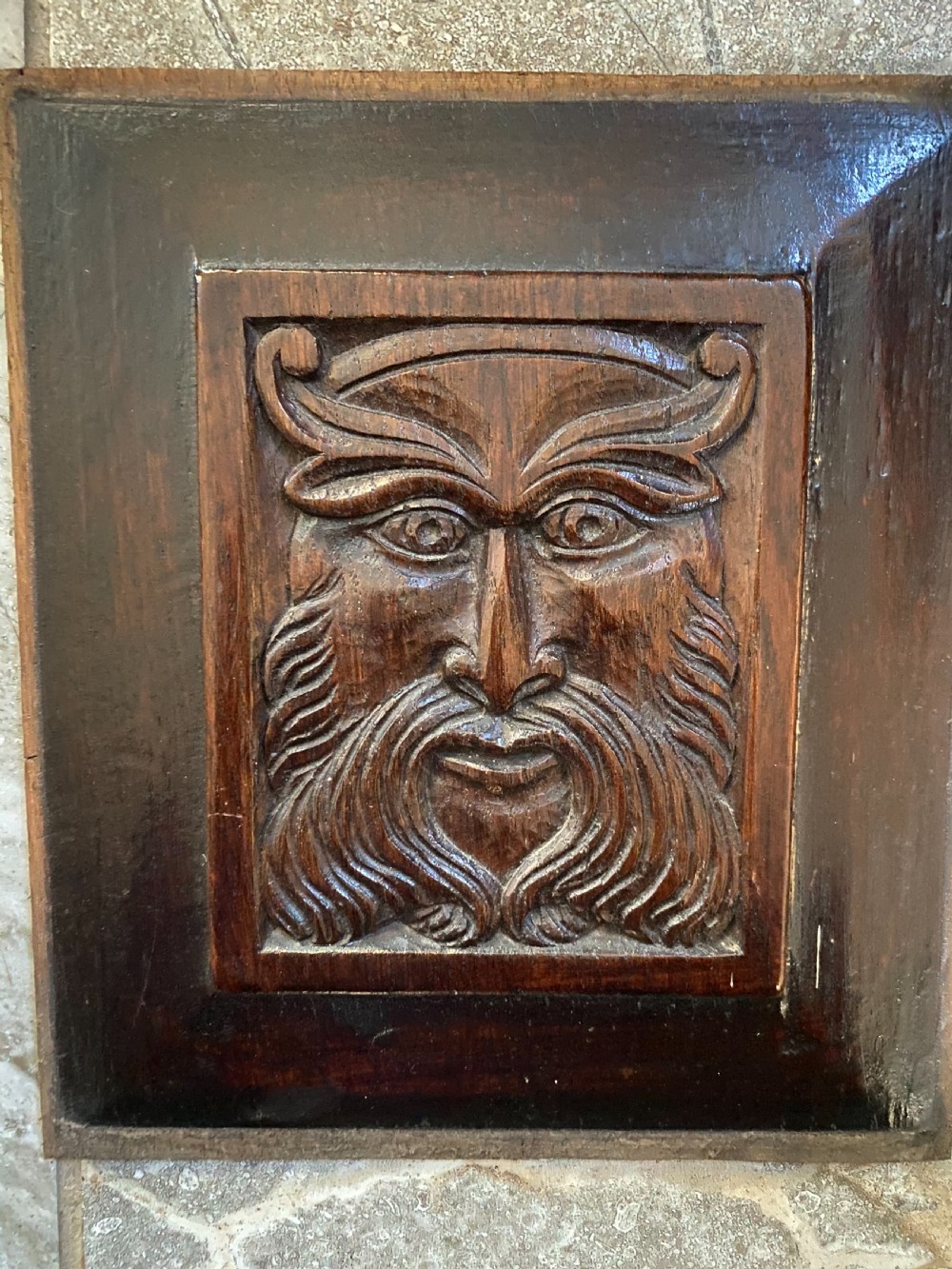 19th Century Carved Oak Green Man Panel Gothic