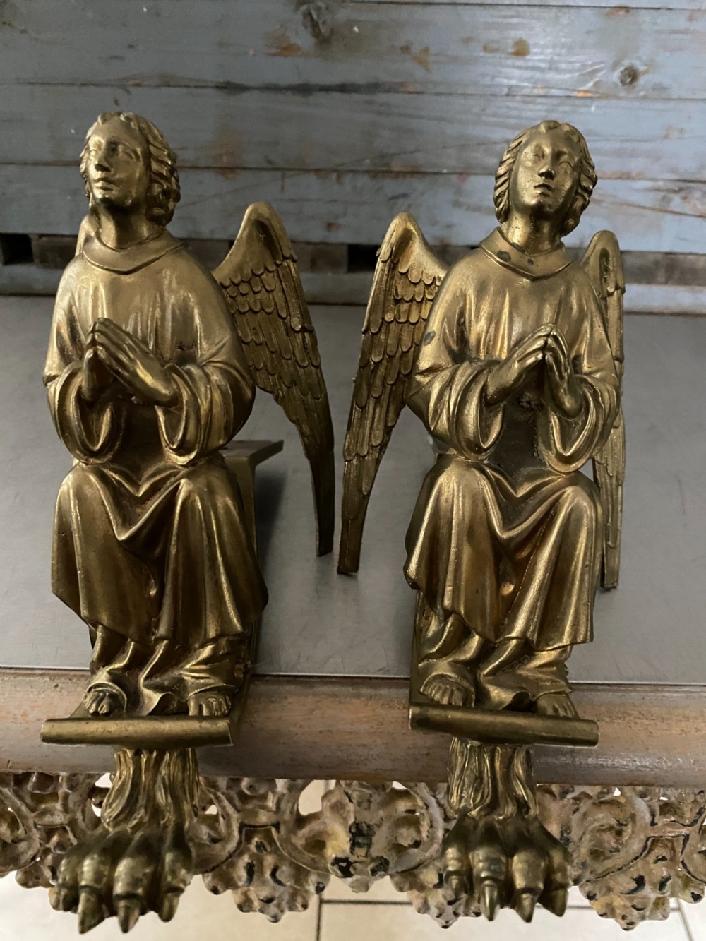 19th Century Gilt Metal Winged Angels View IV