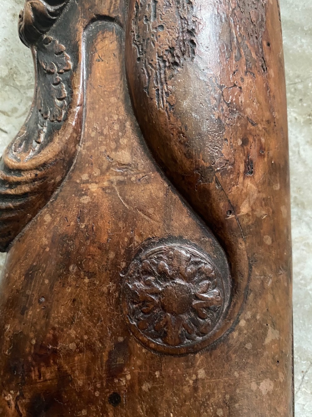 18th Century Carved Walnut Cardinal Gunstock Gun View II