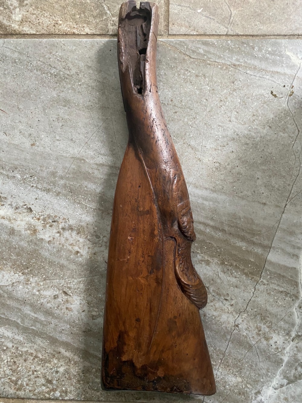 18th Century Carved Walnut Cardinal Gunstock Gun View IV