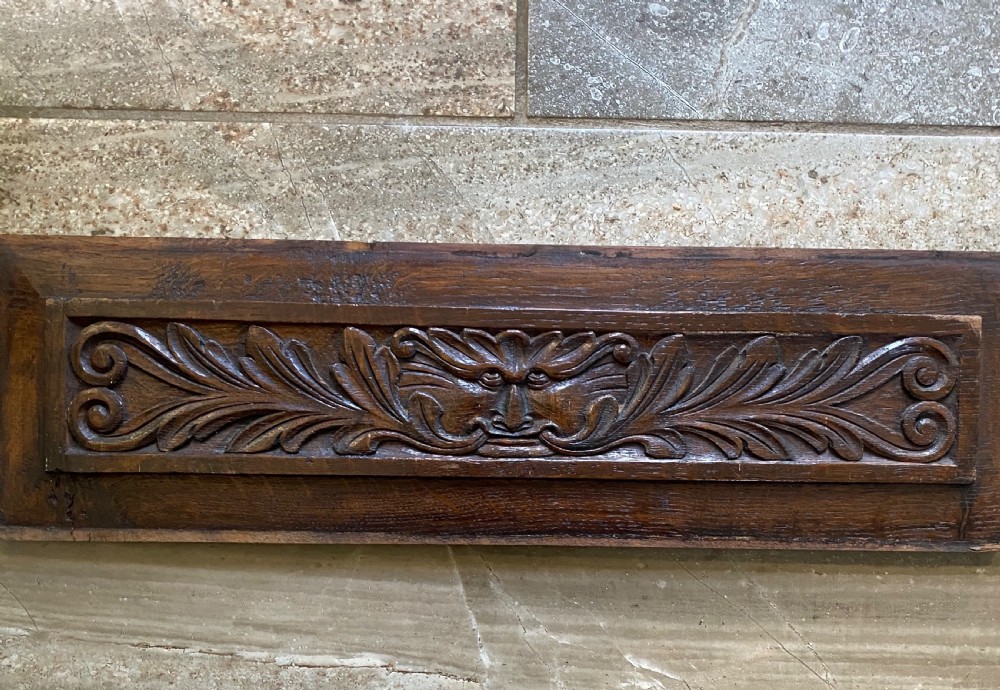 18th Century Carved Oak Green Man Panel