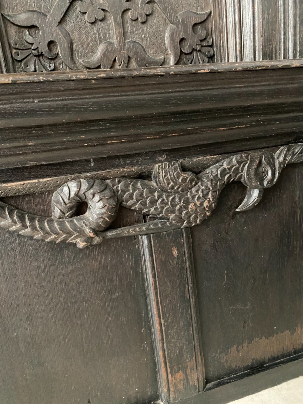 16th Century Carved Oak Overmantel Panel View IV