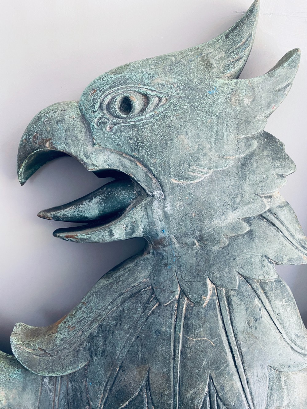  HUGE 5' Solid Verdigris Bronze Barclays Bank Eagle Sign View III