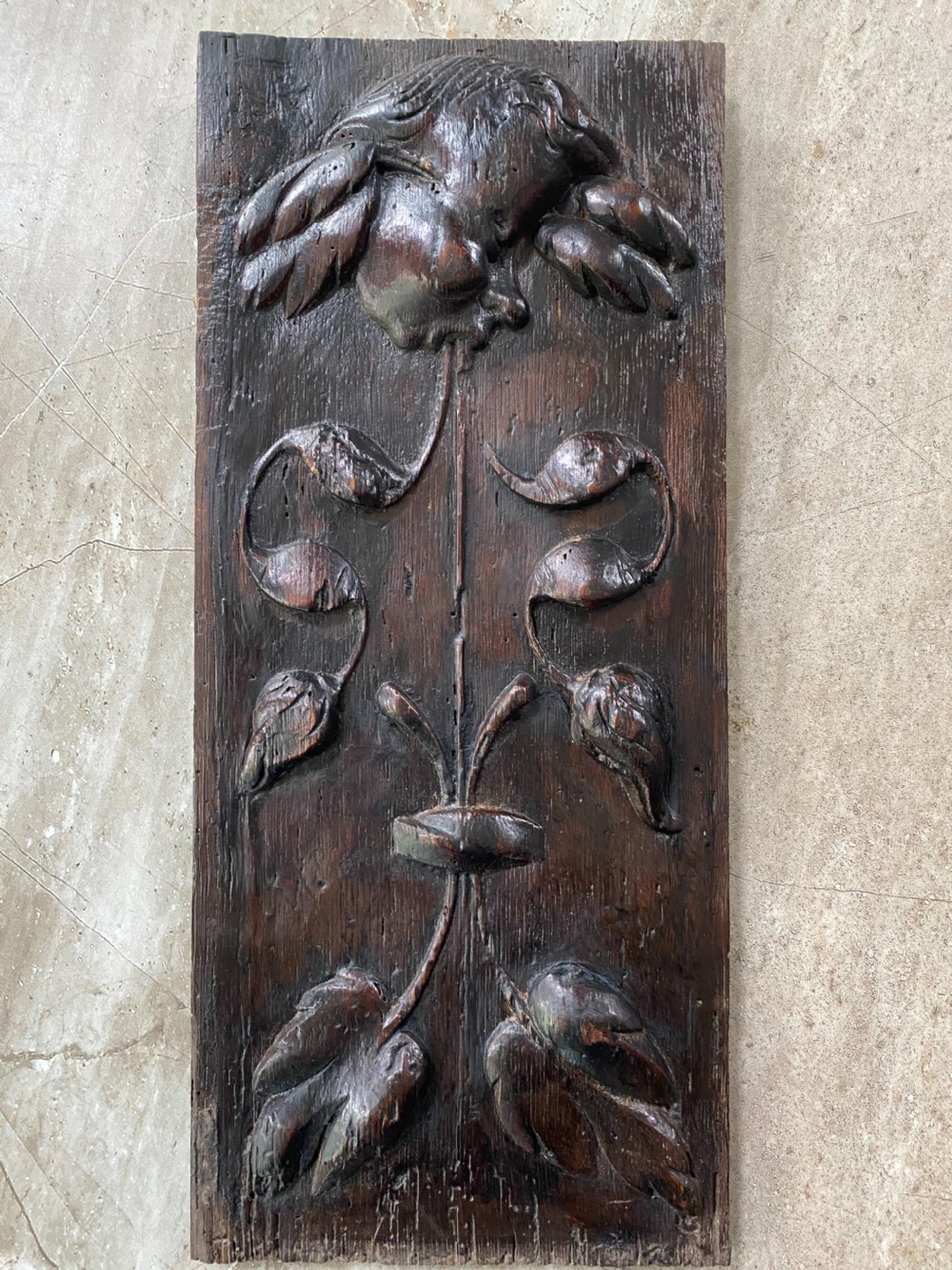 16th Century Carved Oak Angel Panel