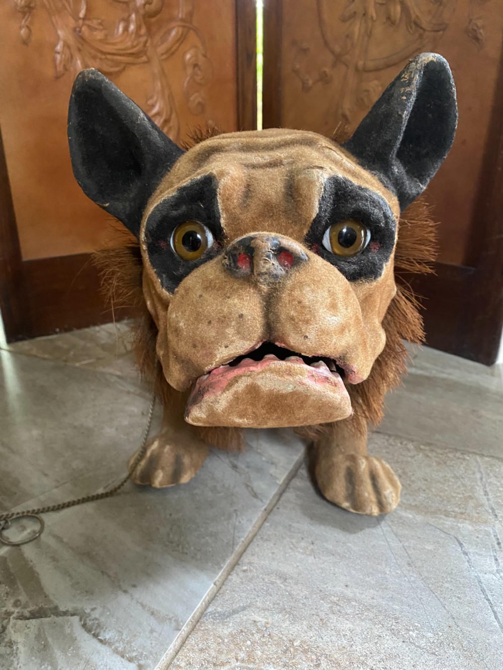 19th Century French papier-mâché French Growler Bulldog 