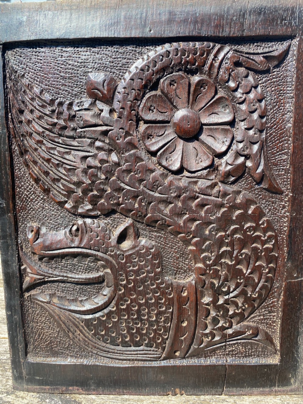 17th Century Carved Oak Mythical Dragon