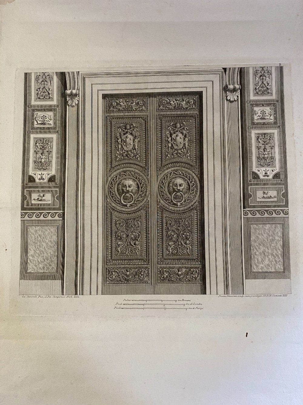 Large 18th Century Engraving Giovanni Ottaviani Vatican Loggie