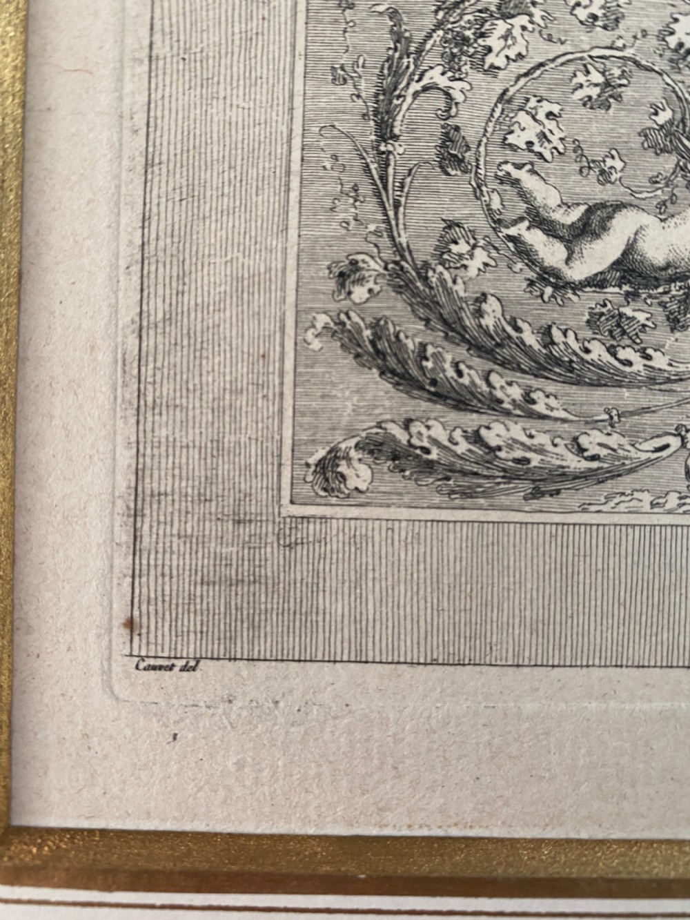 RARE 18th Century Engraving Mythical Beasts Cherubs Gilles Paul Cauvet View III