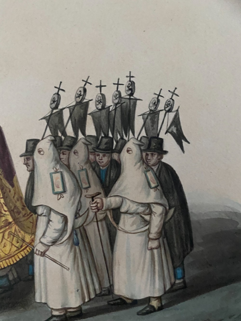 19th Century Italian Watercolour Funeral Procession View III