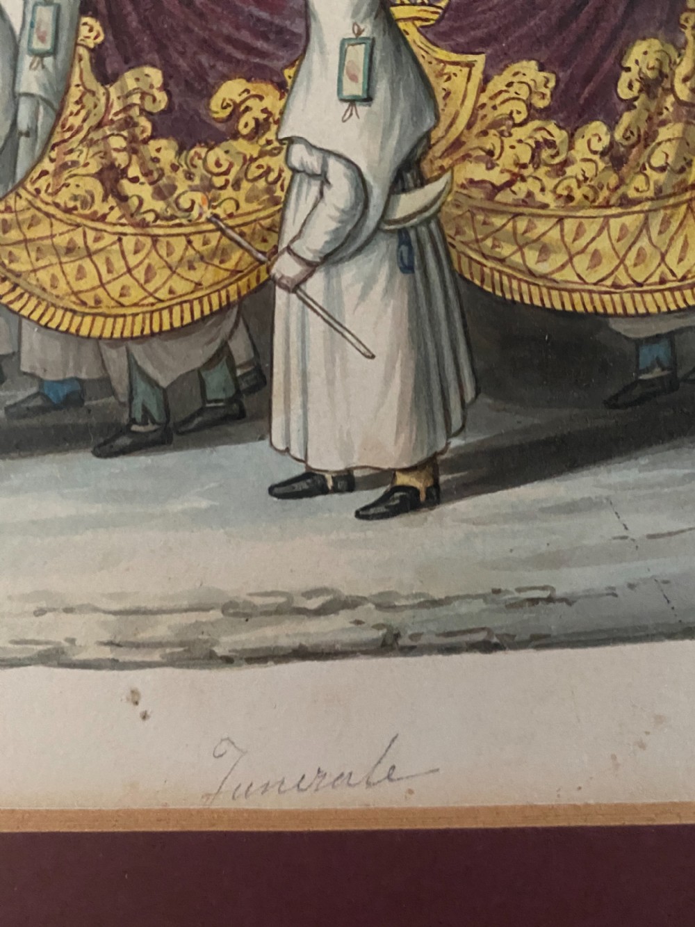 19th Century Italian Watercolour Funeral Procession View IV
