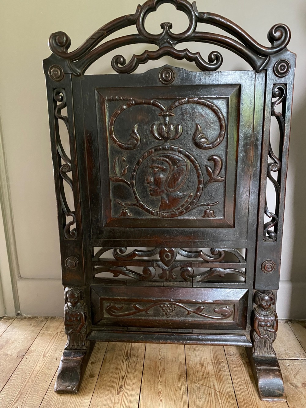 19th Carved Oak Screen Panel