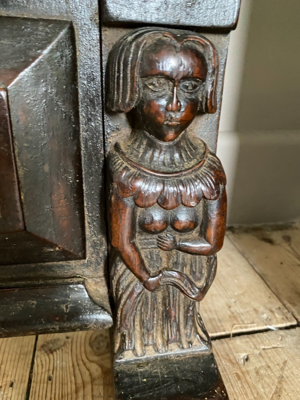 19th Carved Oak Screen Panel View II