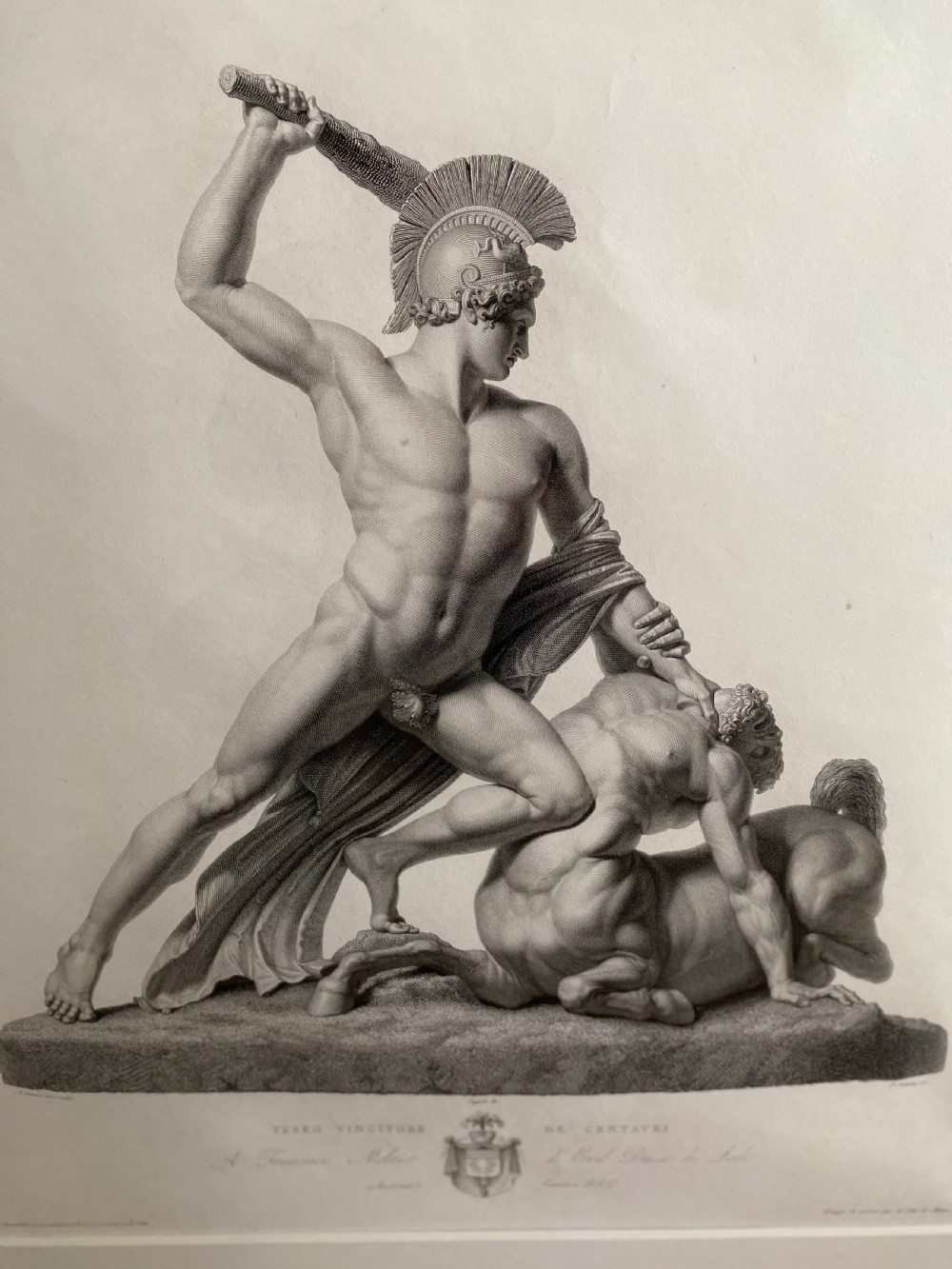 Huge 19th Century Engraving Antonio Canovas Sculpture by Pietro Bettelini View III
