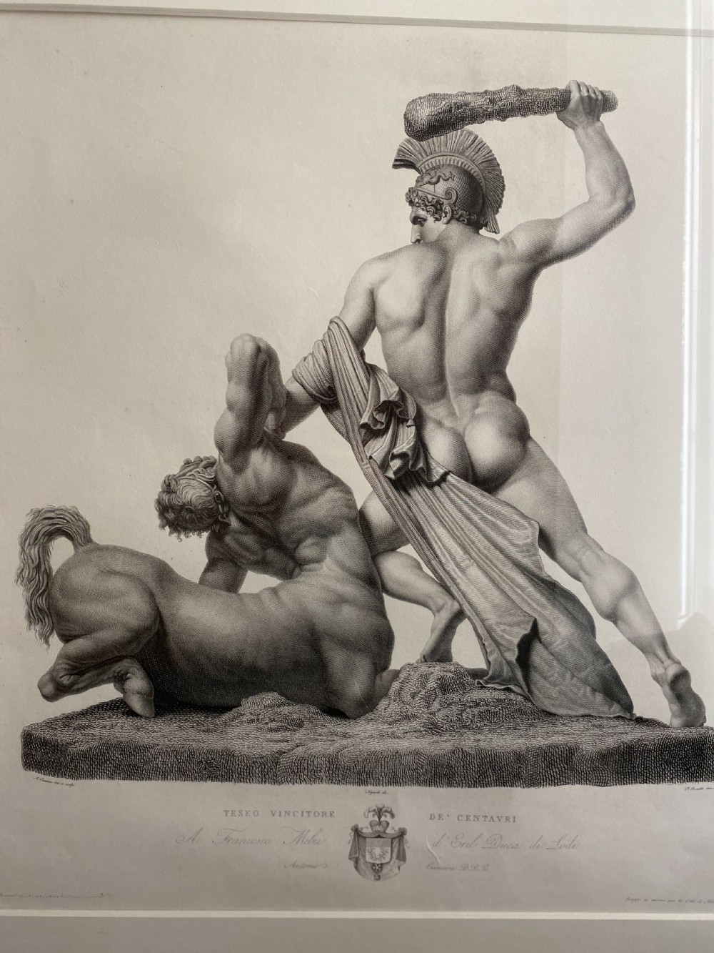 Huge 19th Century Engraving Antonio Canovas Sculpture by Pietro Bettelini View IV
