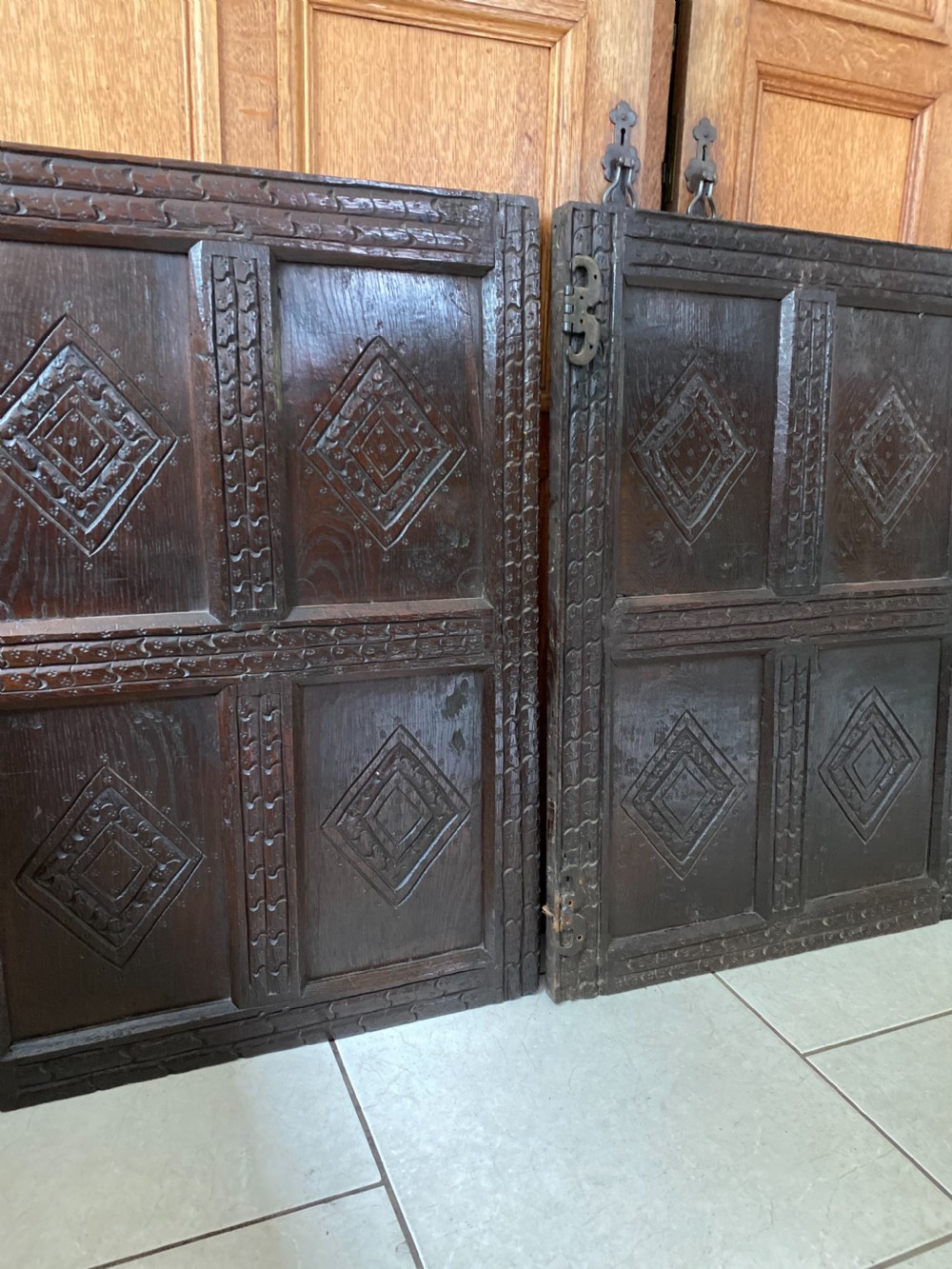 17th Century Carved Oak Panel Panelling