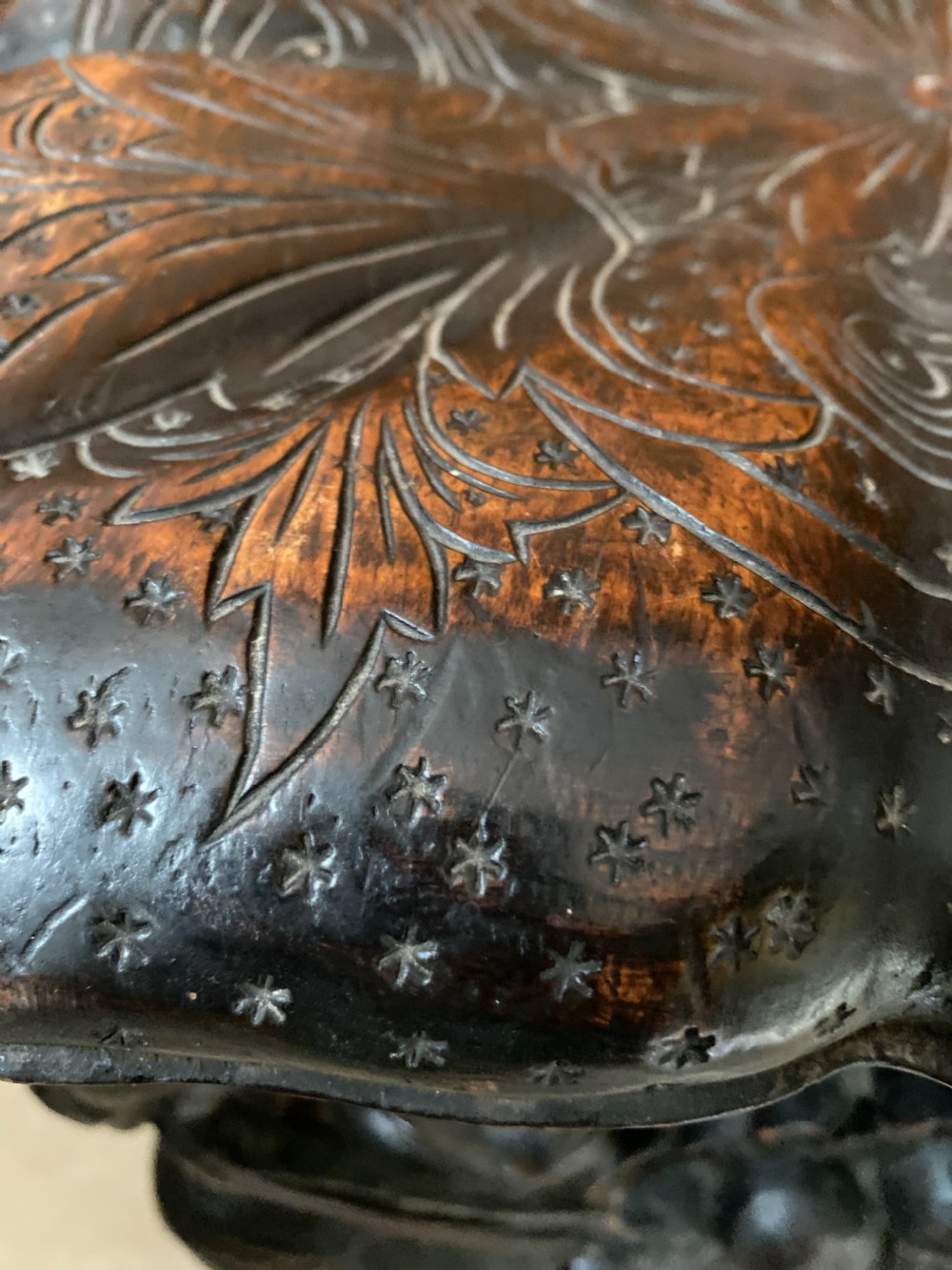 18th Century Baroque Grotto Walnut Carved Mythical Dogs  View III