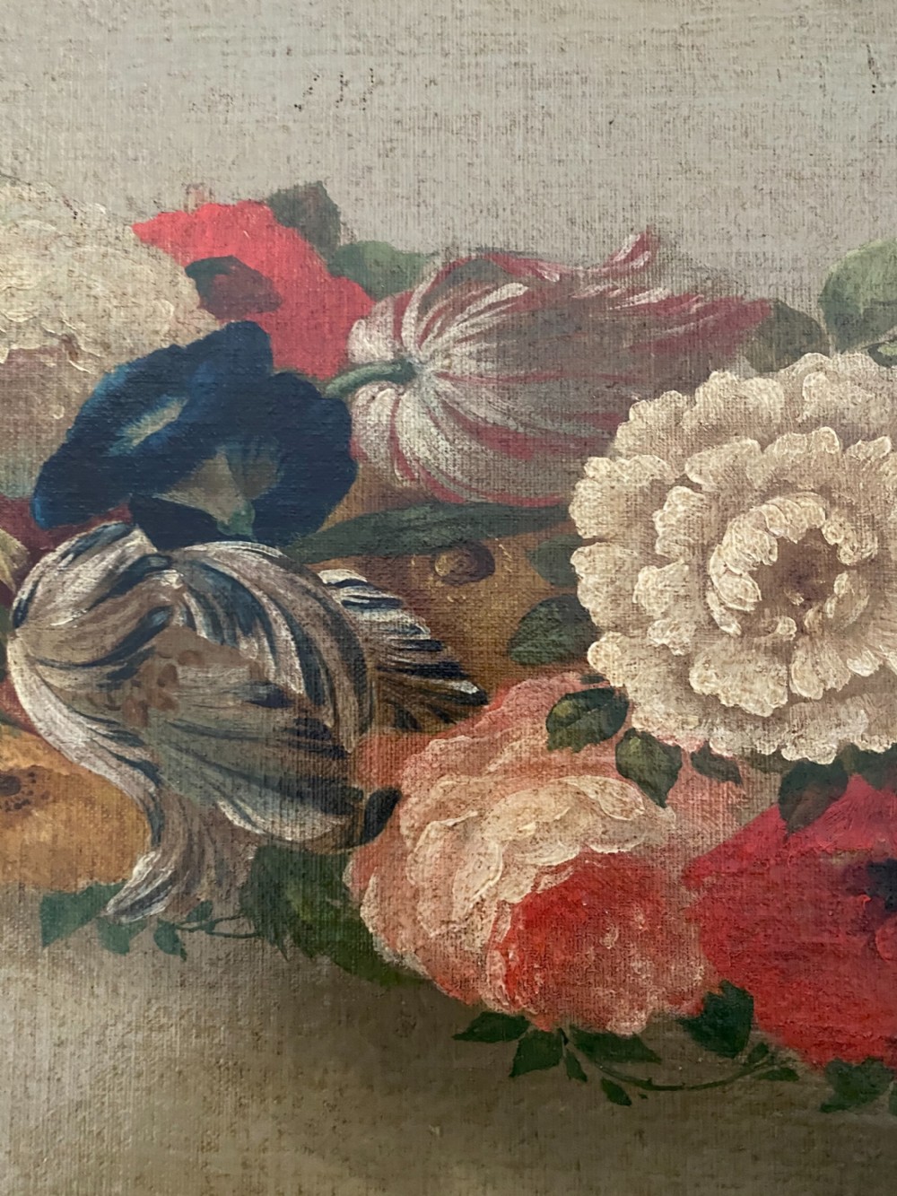 Large 19th Century Italian Floral Swags Oil Painting View II