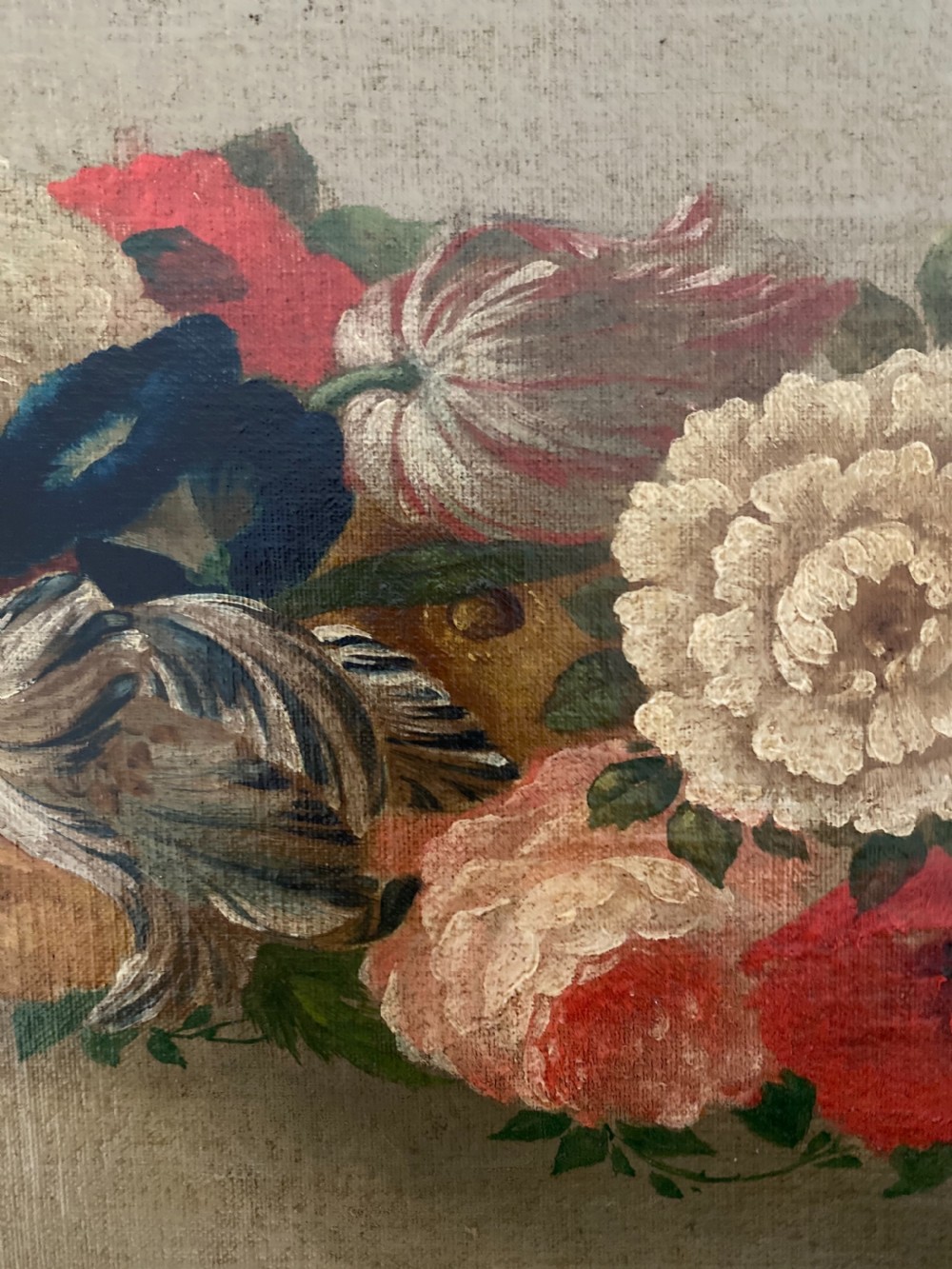 Large 19th Century Italian Floral Swags Oil Painting View III