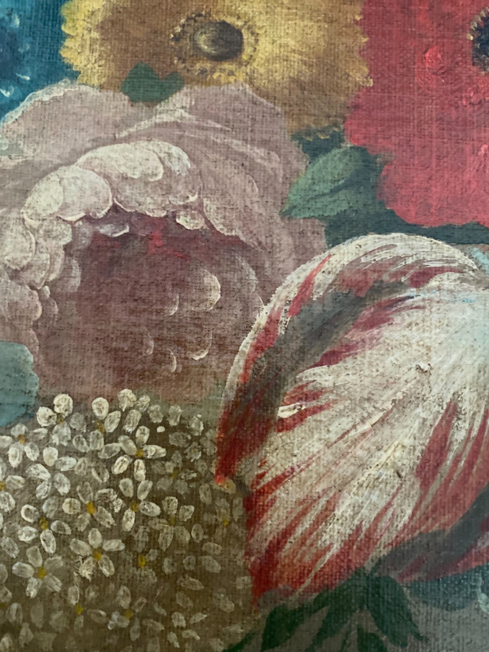 Large 19th Century Italian Floral Swags Oil Painting View IV